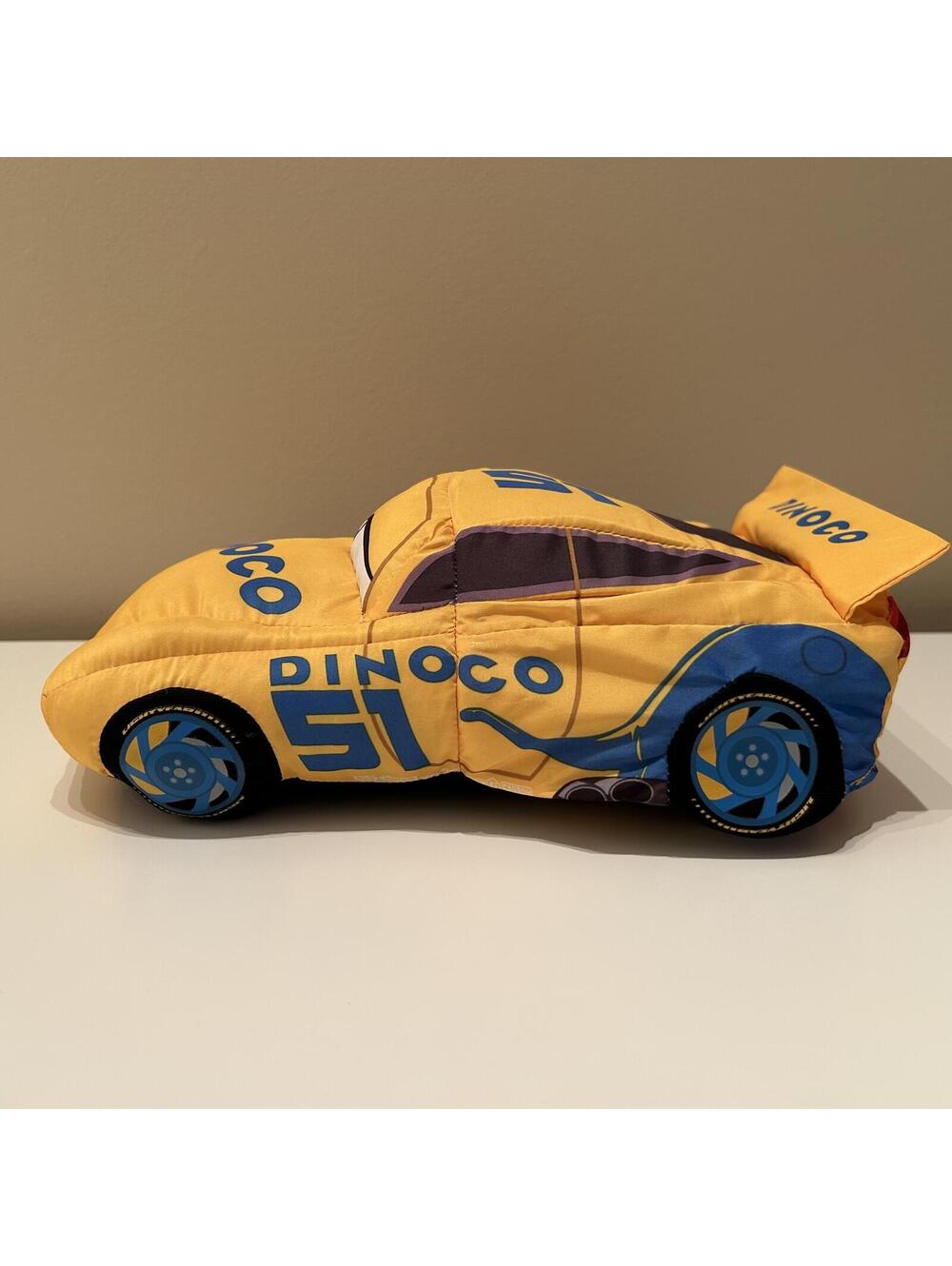 Disney Pixar Cars 3 Dinoco Cruz Ramirez #51 Yellow 20" Reversible Pillow Car